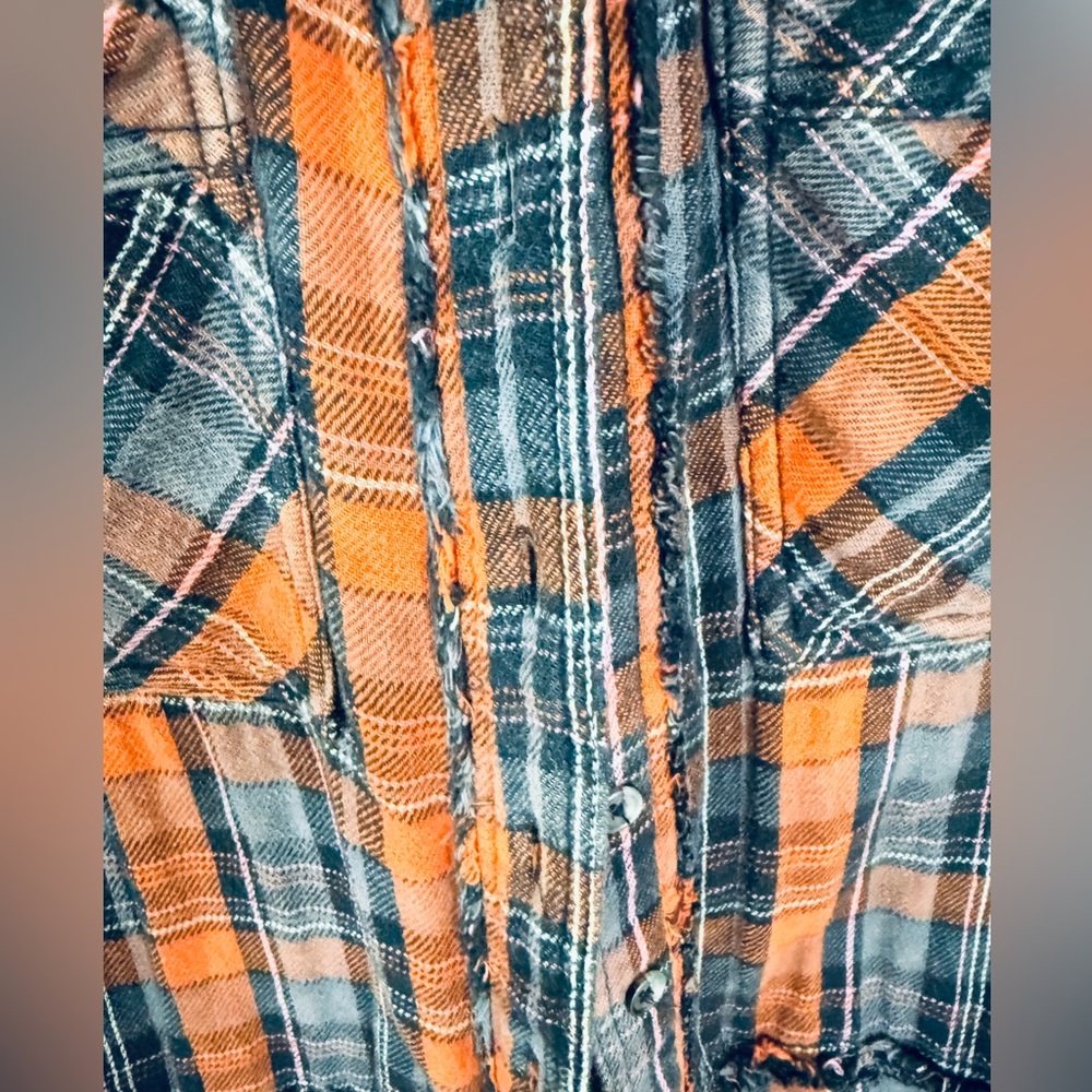 We the Free Calico Basin Plaid Flannel Hooded size  S - Picture 7 of 13
